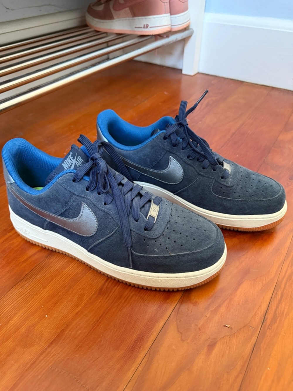 Nike Air Force 1 Low Navy Suede with Blue Liner